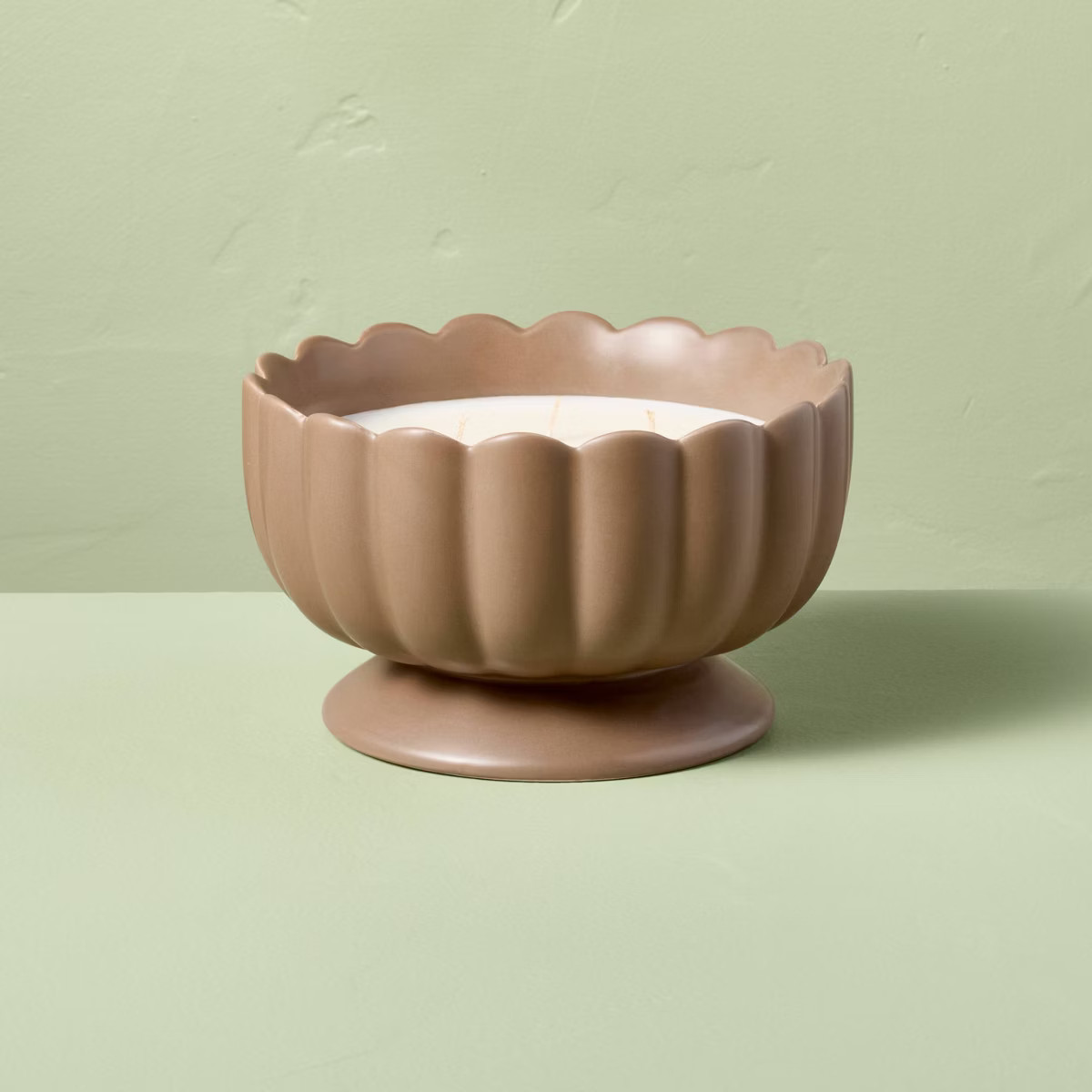 5 Wick Footed Ceramic Scalloped Rim Jar Candle 34oz - Hearth & Hand™ with Magnolia | Target
