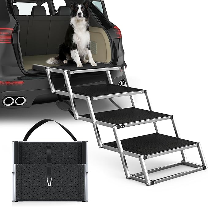 PetRuna Extra Wide Dog Stairs for Large Dogs, Foldable Dog Ramp for Car with Non-Slip Surface, Do... | Amazon (US)
