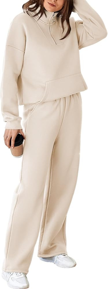 Aleumdr Womens 2 Piece Outfits Matching Sweat Sets Sweatsuit Tracksuit Zip up Sweatshirt and Swea... | Amazon (US)