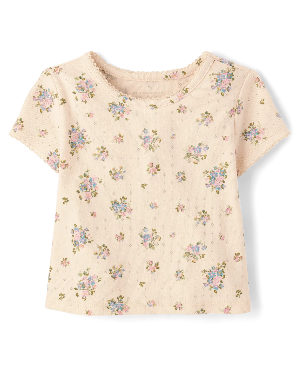 Baby And Toddler Girls Floral Pointelle Baby Tee - tan | The Children's Place