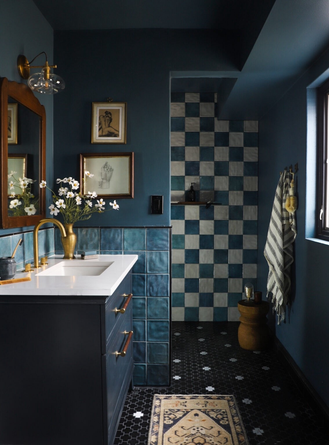 Oh our beloved blue bathroom! Color drenched in Sherwin Williams Waterloo. The bold tiles in this bathroom will forever be a favorite 💙

#LTKHome #LTKSeasonal