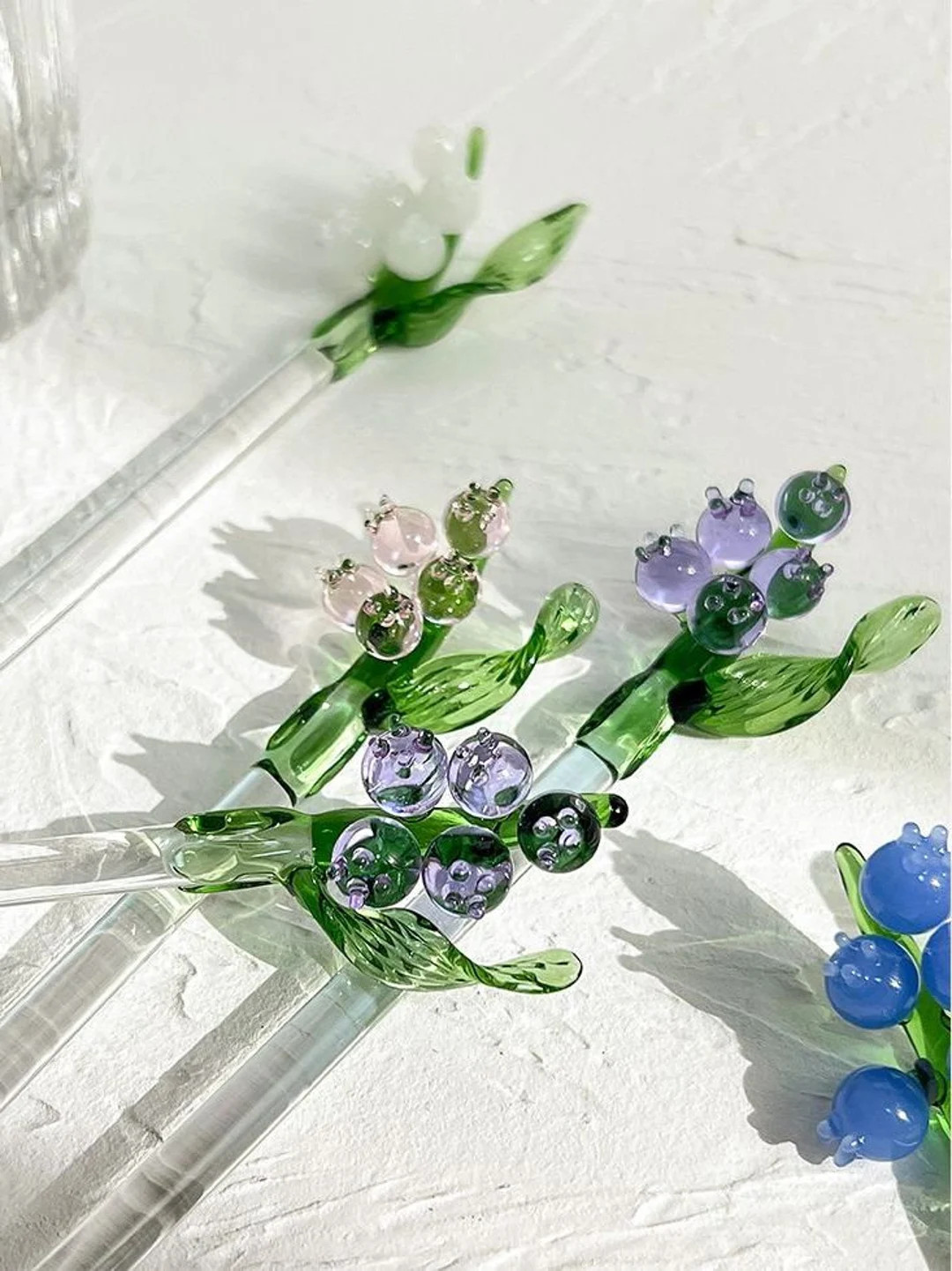 Set of 4 Lily of the Valley Glass Swizzle Sticks/drink Coffee Tea Glass Cocktail Swizzle Sticks/h... | Etsy (US)