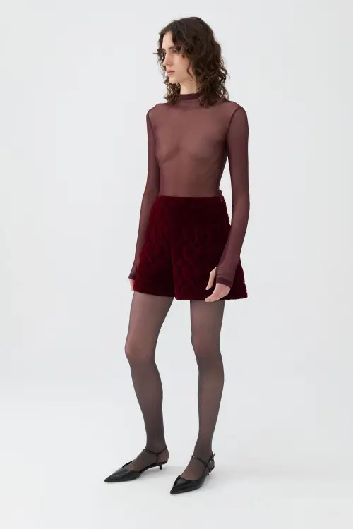 Nocturne Quilted Mini Shorts in Burgundy at Nordstrom, Size Small | Nordstrom