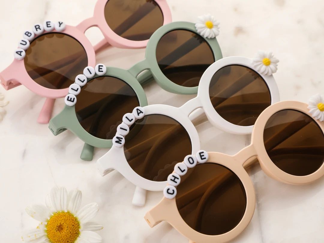 Floral Daisy Girls Personalized Name Sunglasses Toddler Gift - Etsy | Etsy (US)