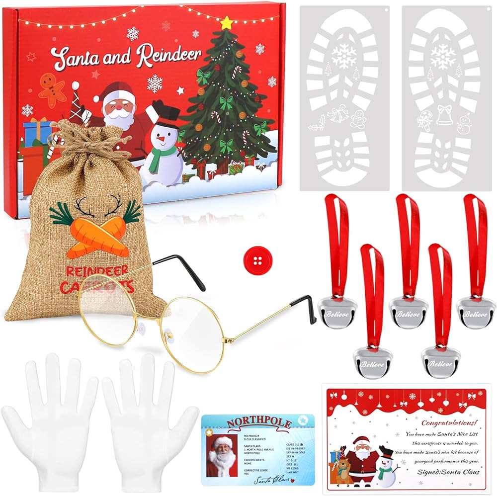 Santa Evidence Kit - Proof of Santa Visit - Santa Footprint Stencil, Santa Drivers License Button... | Amazon (US)
