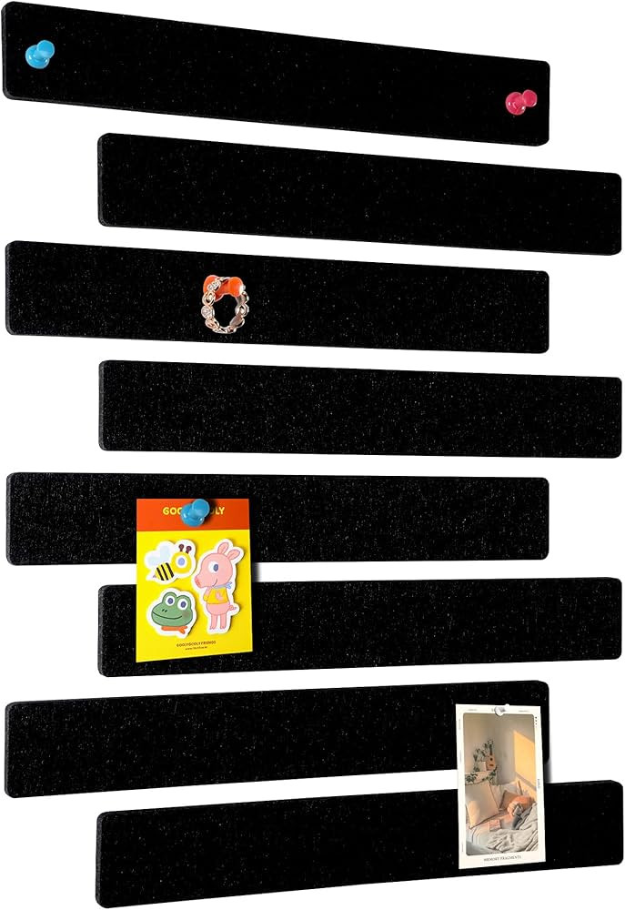 Cork Board for Walls - 8 Pack Felt Pin Board Bar Strips - Self-Adhesive Lightweight Bulletin Boar... | Amazon (US)