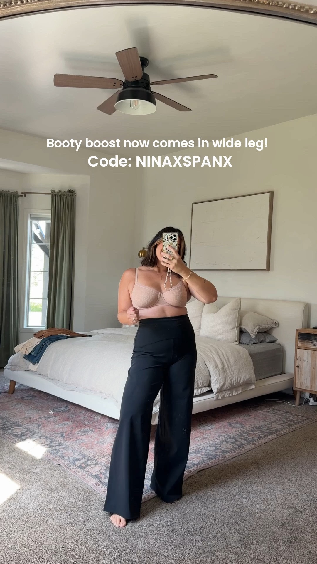 Booty boost in wide leg, they smooth the tummy and love handles. I’m in a size L regular. Could have done medium! Code Ninaxspanx gets ya 15% off

#LTKmomlife #LTKCon #LTKMidsize