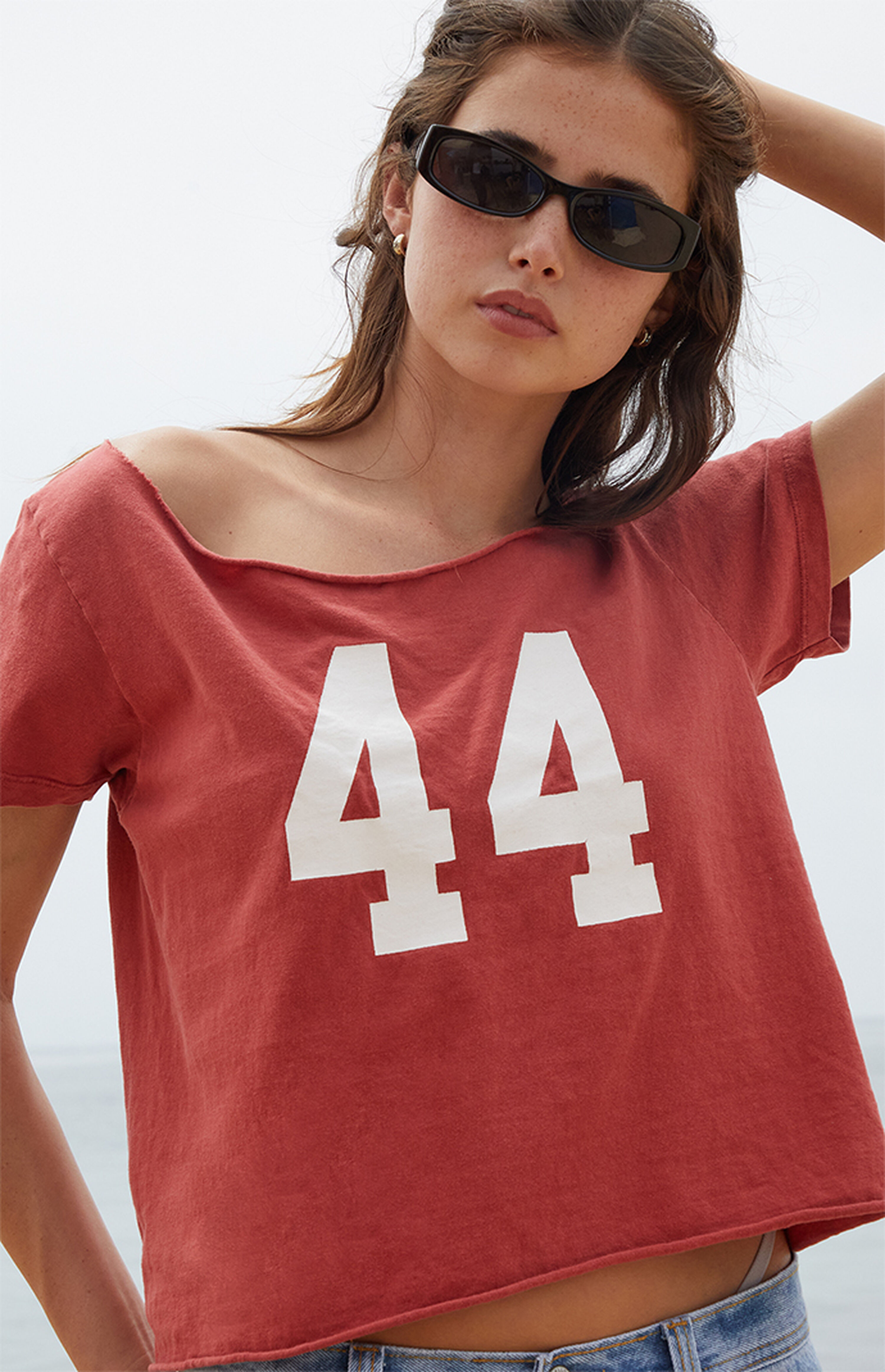 John Galt Red Chloe 44 Off-The-Shoulder Top | PacSun