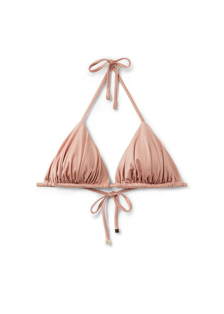 Woman's Removable Padding Triangle Swimsuit Top Shiny Satin | Amazon (US)