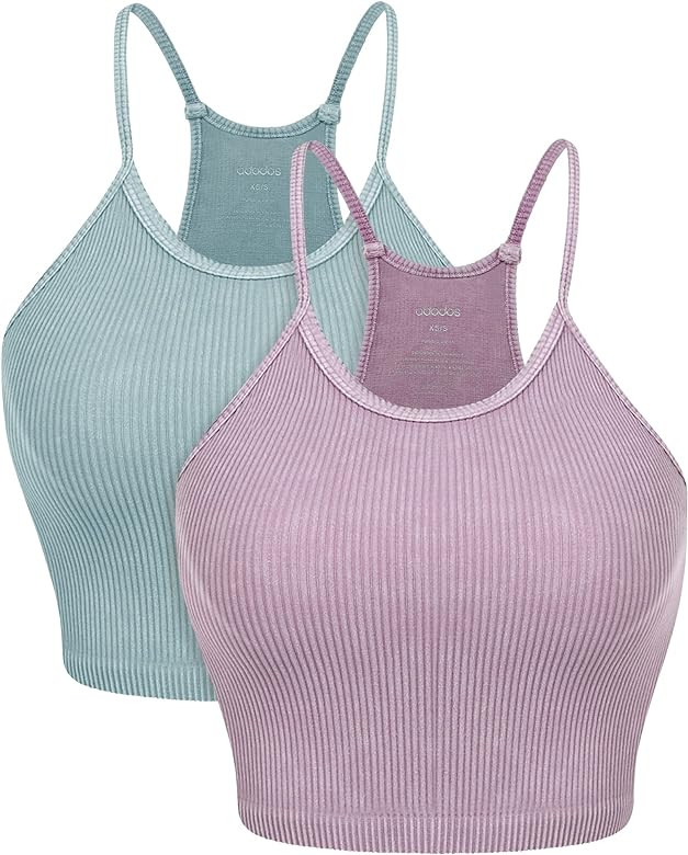 ODODOS Women's Crop  Washed Seamless Rib-Knit Camisole Crop Tank Top | Amazon (US)