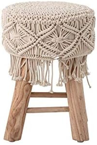Amazon.com: Bloomingville Mango Wood Macrame Stool, Natural : Home & Kitchen | Amazon (US)