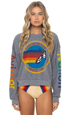 AVIATOR NATION RELAXED VENICE CREW SWEATSHIRT - HEATHER GREY | Aviator Nation
