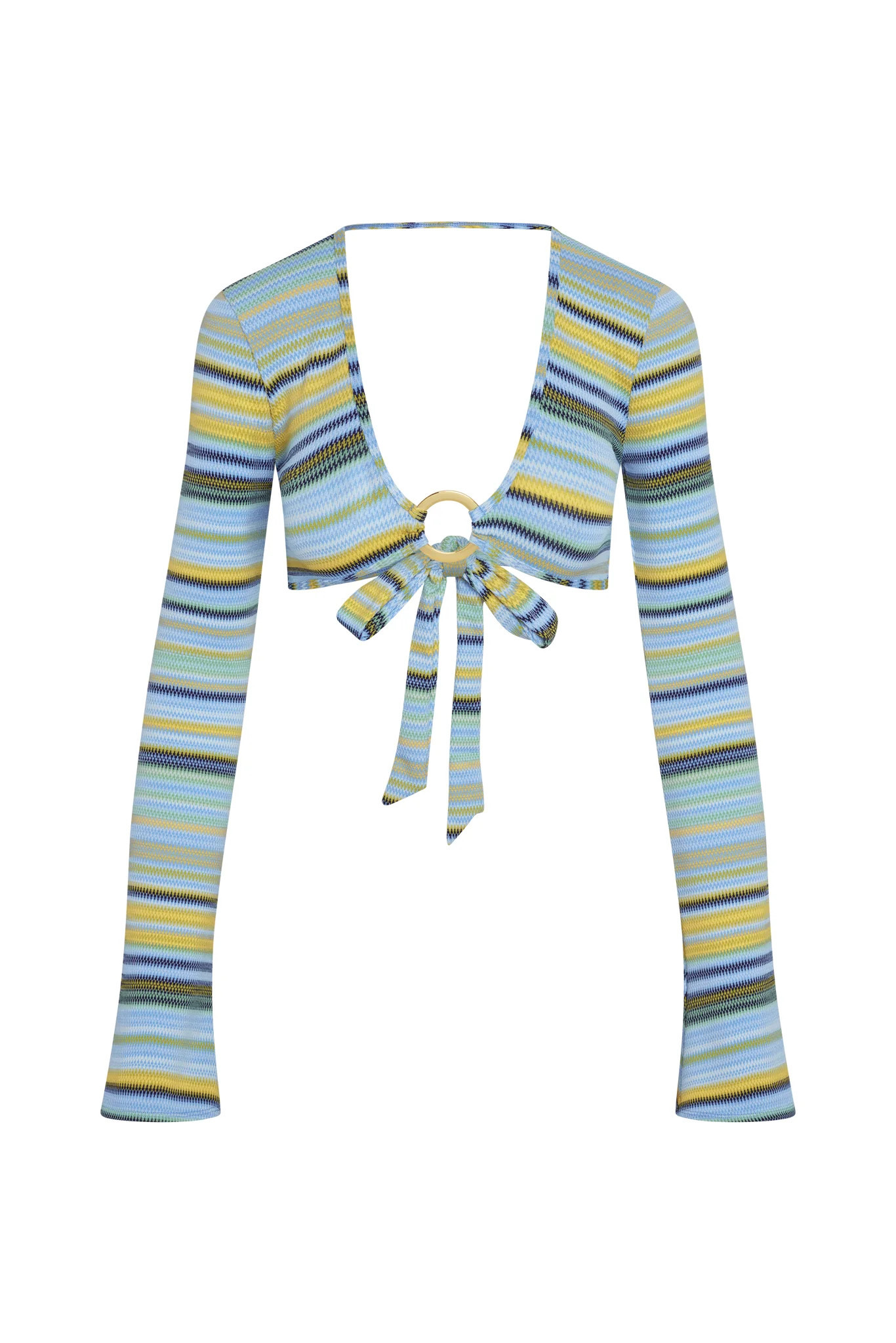 Montego Crop Top - Sardinia Stripe Azure | Monday Swimwear