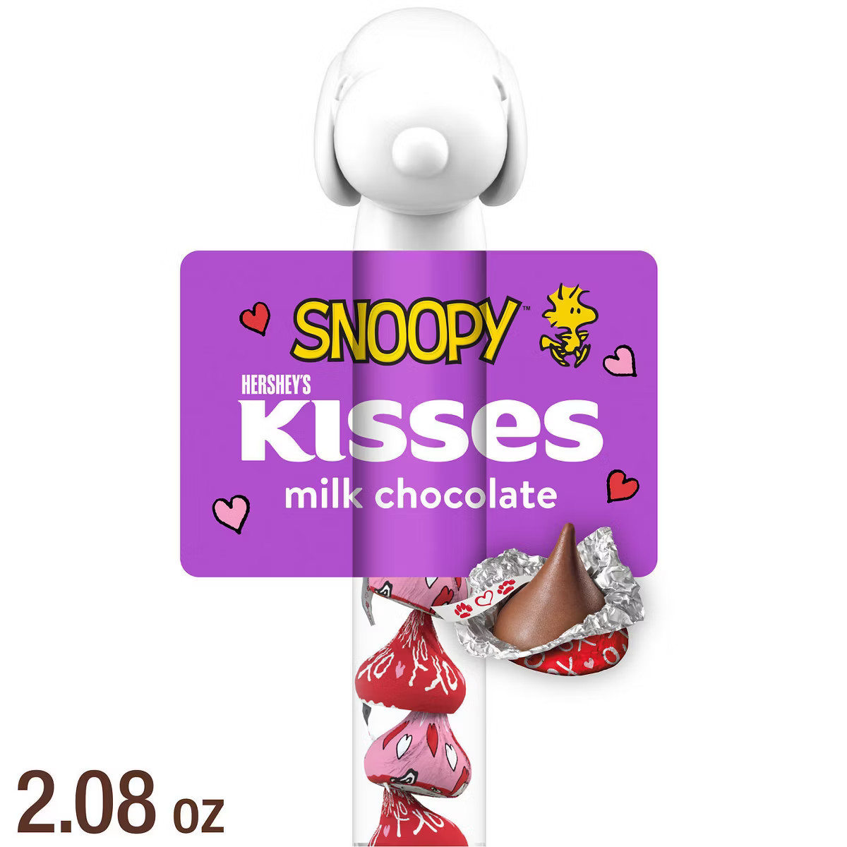 Hershey's Kisses Milk Chocolate Valentine's Snoopy & Friends Candy Cane - 2.08oz | Target