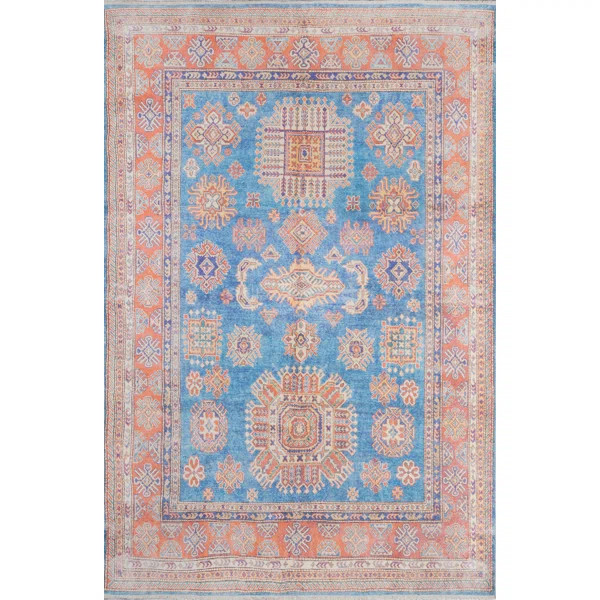 Lyona Floral Blue/Coral Area Rug | Wayfair North America