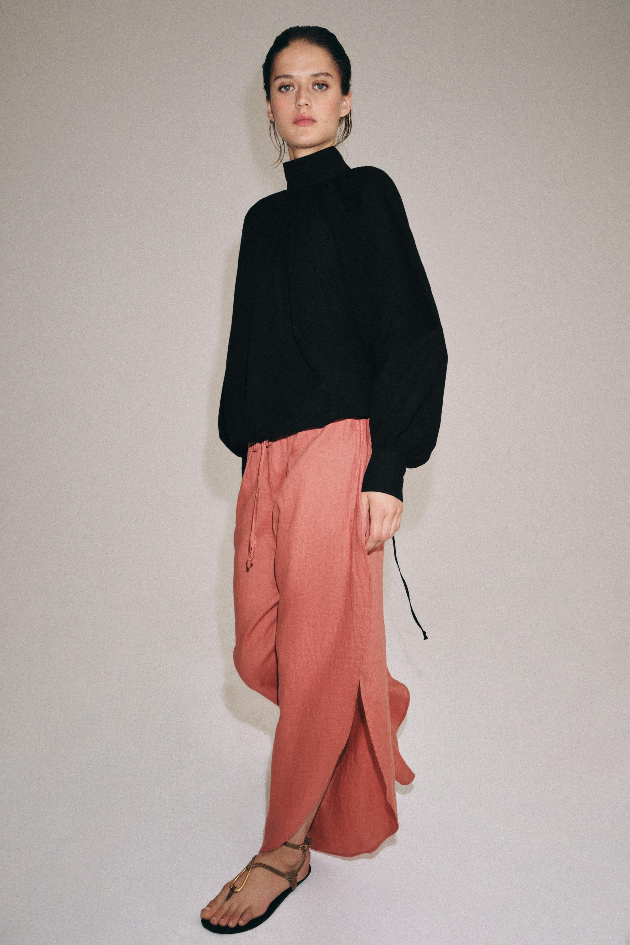 100% LINEN TROUSERS WITH VENTS ZW COLLECTION | Zara UK