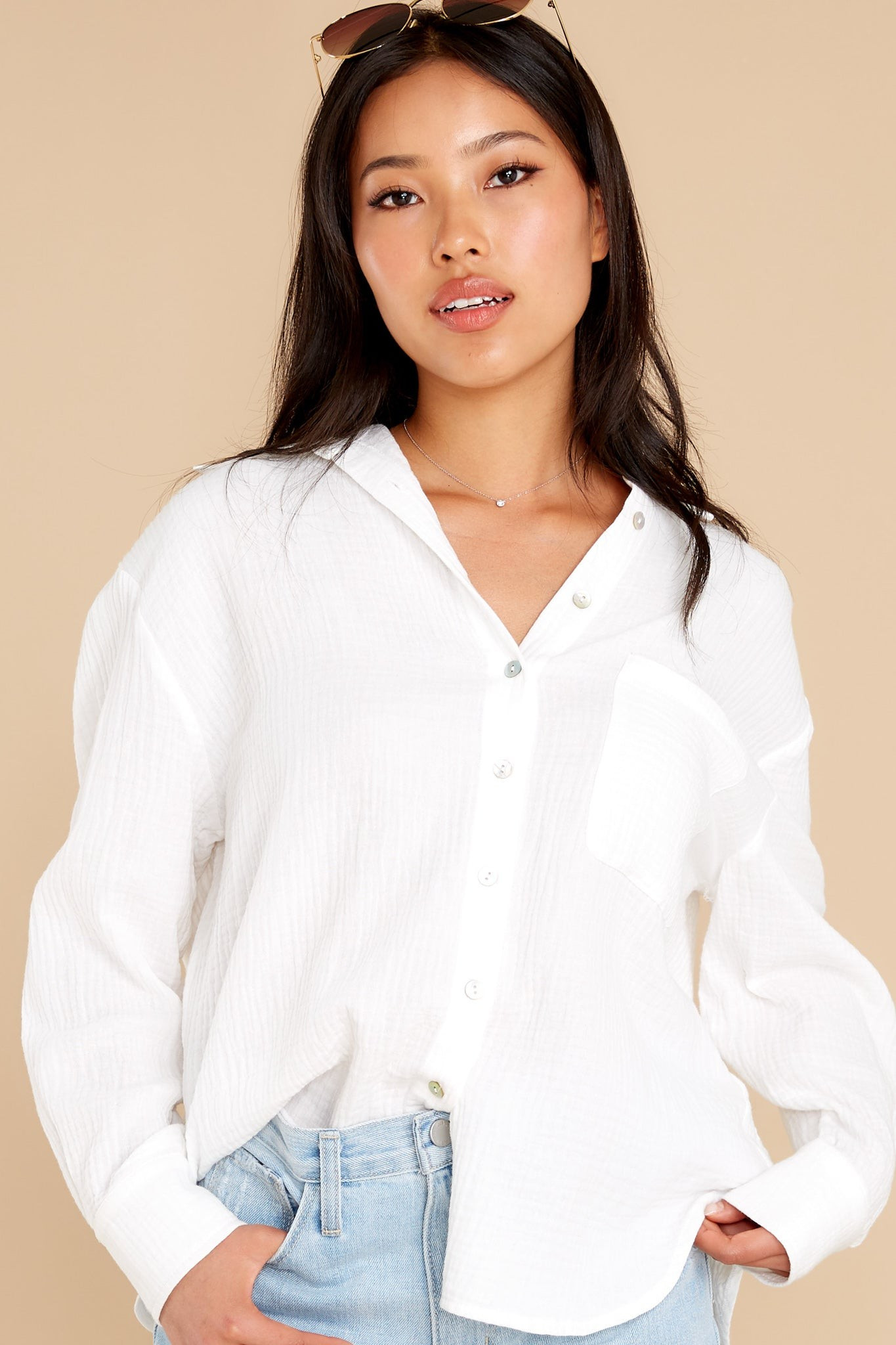 Oh My Gauze White Top | Red Dress 