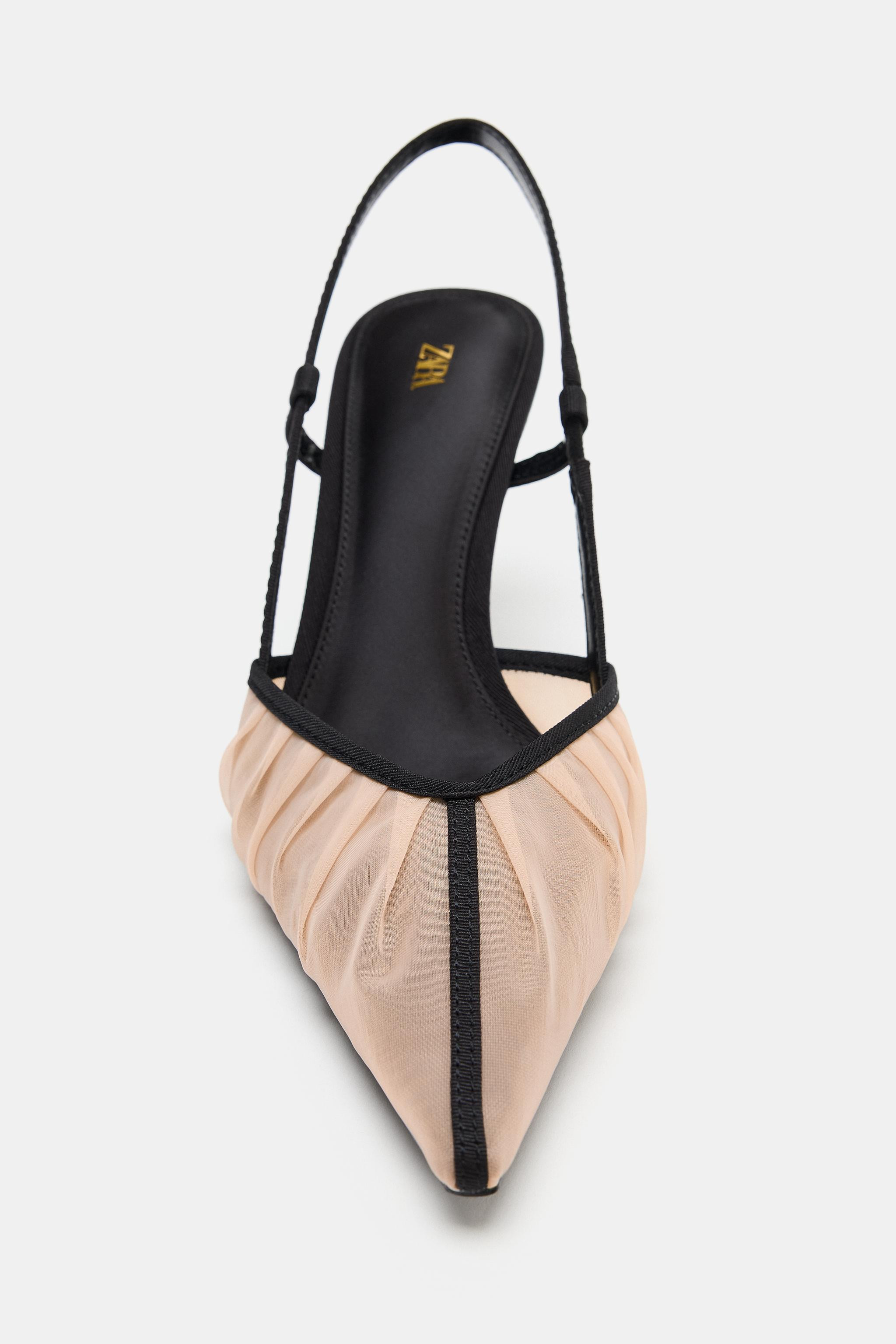 Slingback heels. Mesh upper. Elasticated back strap. High stiletto heel. Pointed toe.Heel height:... | Zara US