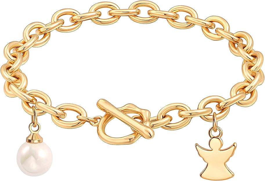 SOFYBJA 18k Gold Plated Personalized Chunky Cuban Oval Link Chain Bracelets for Men Toggle Rope B... | Amazon (US)