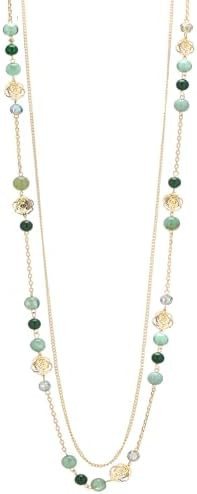 FULU AUTUMN Boho Gold Long Necklaces for Women Natural Stone Beaded Layered Long Necklace Mothers... | Amazon (US)
