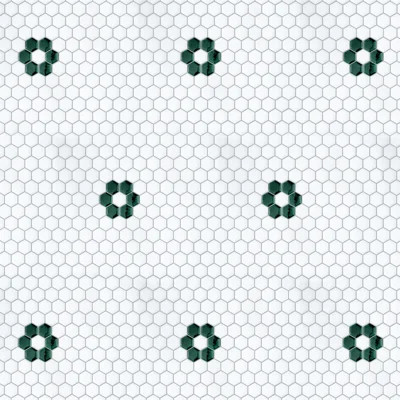 Metro Ion 1" Hex Emerald Single Flower White 10-1/4" x 11-7/8" Porcelain Mosaic Floor & Wall Tile | Wayfair North America