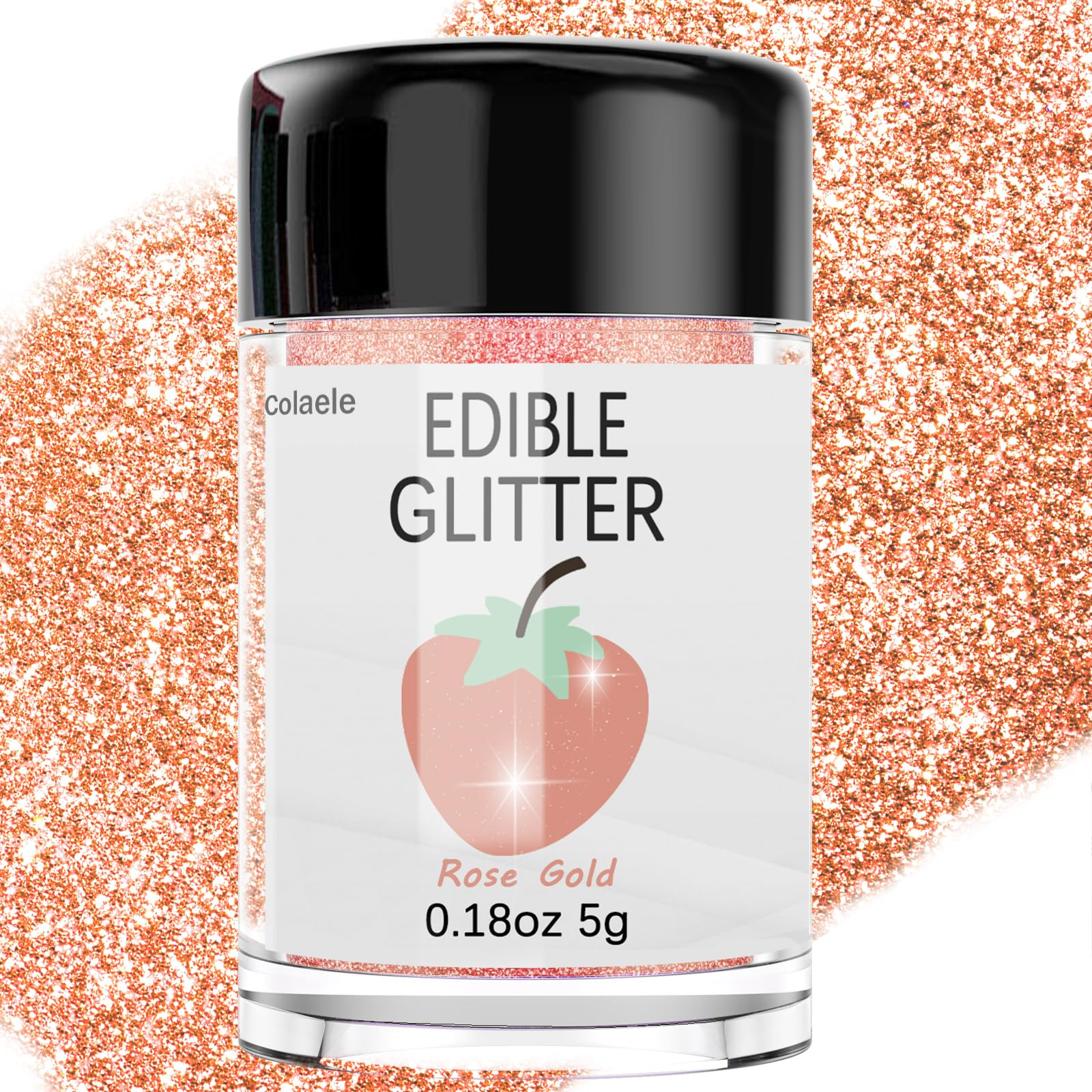 Rose Gold Edible Glitter for Cakes Drinks - Colaele 5 Grams Food Grade Luster Dust Glimmer Powder... | Amazon (US)