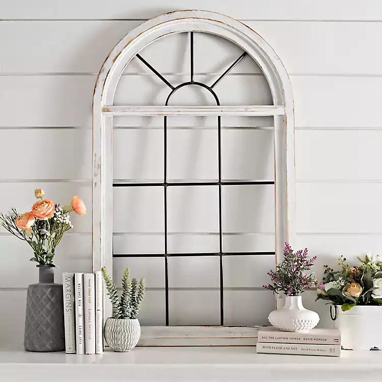 Distressed Wood and Metal Grid Arch Plaque | Kirkland's Home