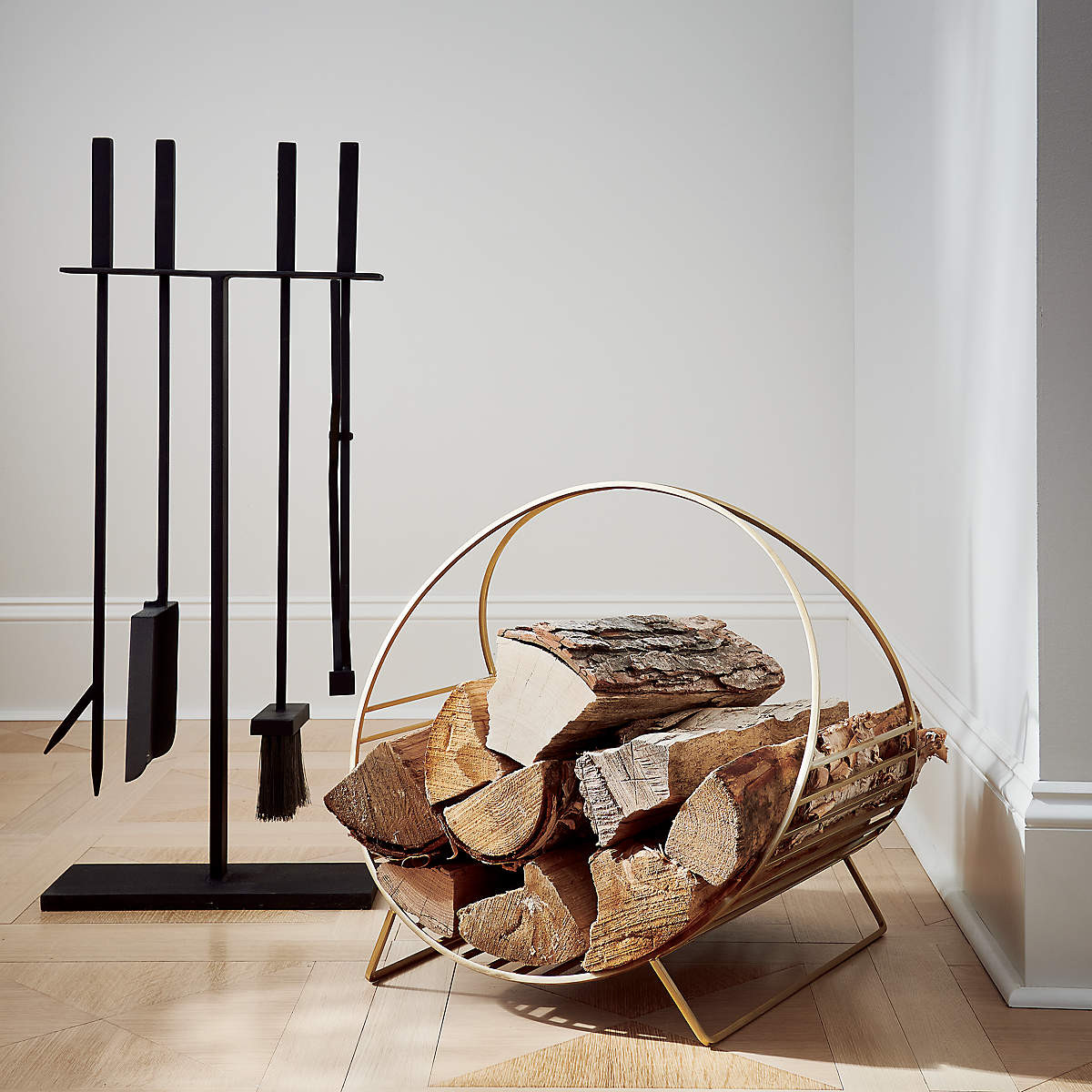 Chord Antique Brass Log Holder + Reviews | CB2 | CB2