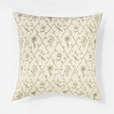 Oversized Woven Harvest Square Throw Pillow Cream/Dark Brown - Threshold™ designed with Studio ... | Target