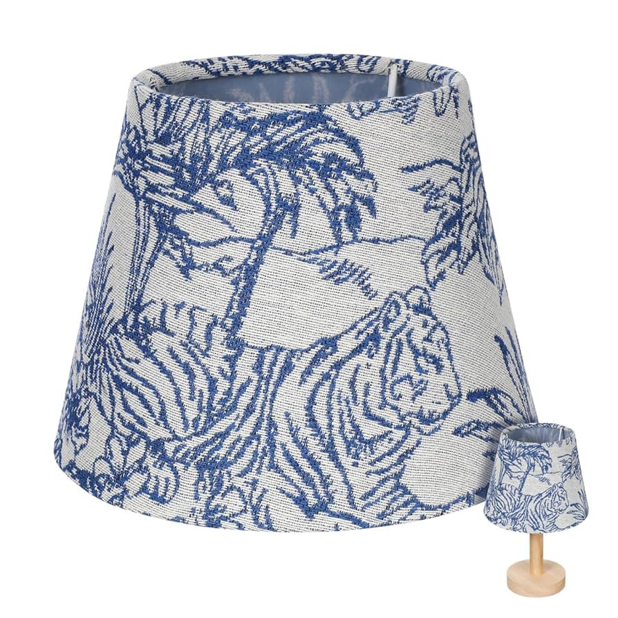 Drum Lamp Shade, 6.6 x 6.6 x 5inch Embroidered Fabric Lampshade Rain Forest Printed Small Lamp Sh... | Amazon (US)