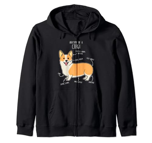 Corgi Anatomy, Cute Funny Pet Pembroke Welsh Corgi Dog Zip Hoodie | Amazon (US)