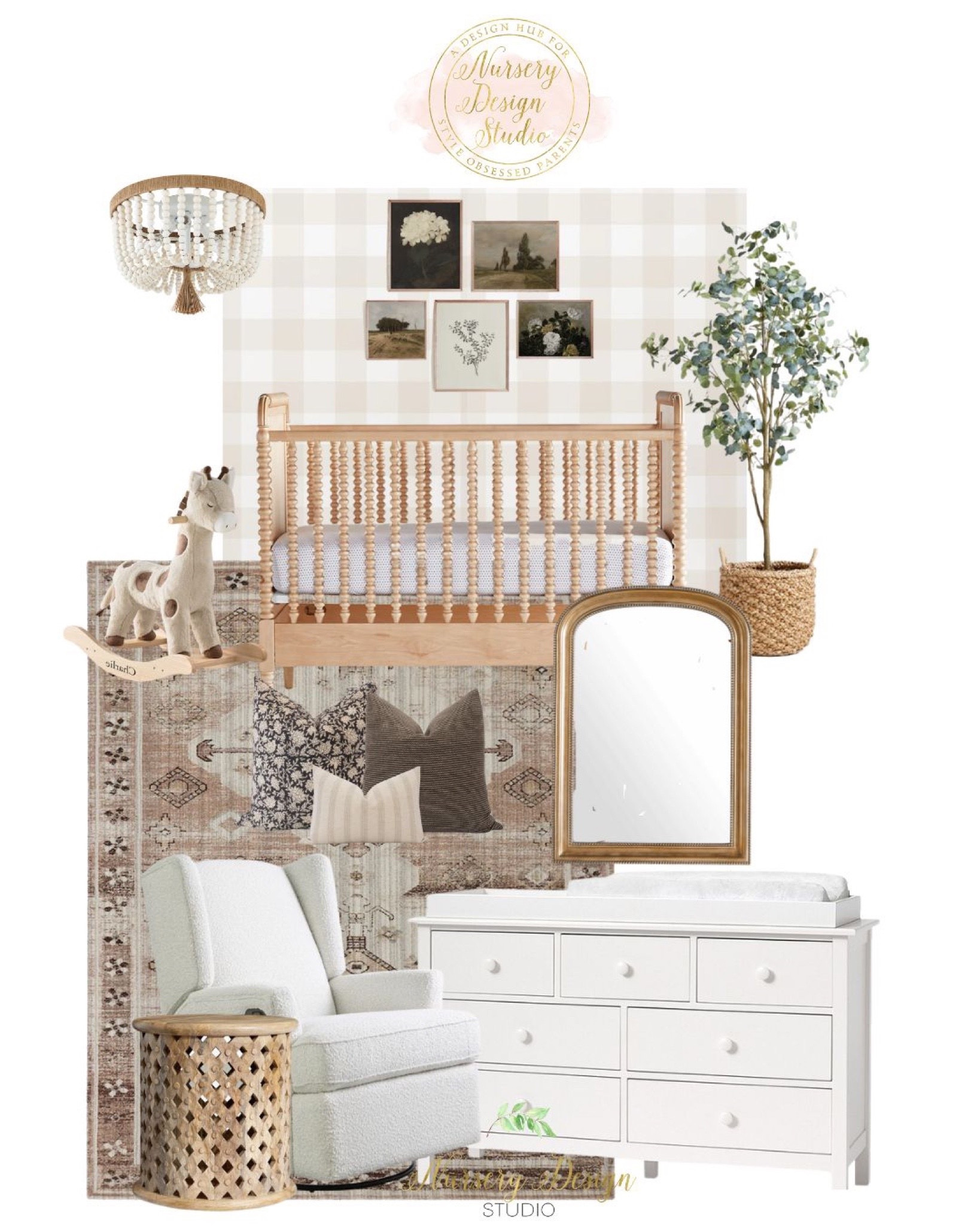 Neutral nursery, brown rug, gold mirror 

#LTKbaby #LTKhome #LTKbump