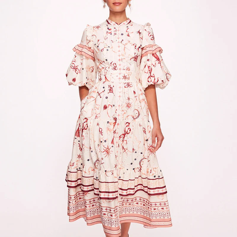 Marchesa Rosa Parker Dress - Red Multi - Red | Verishop