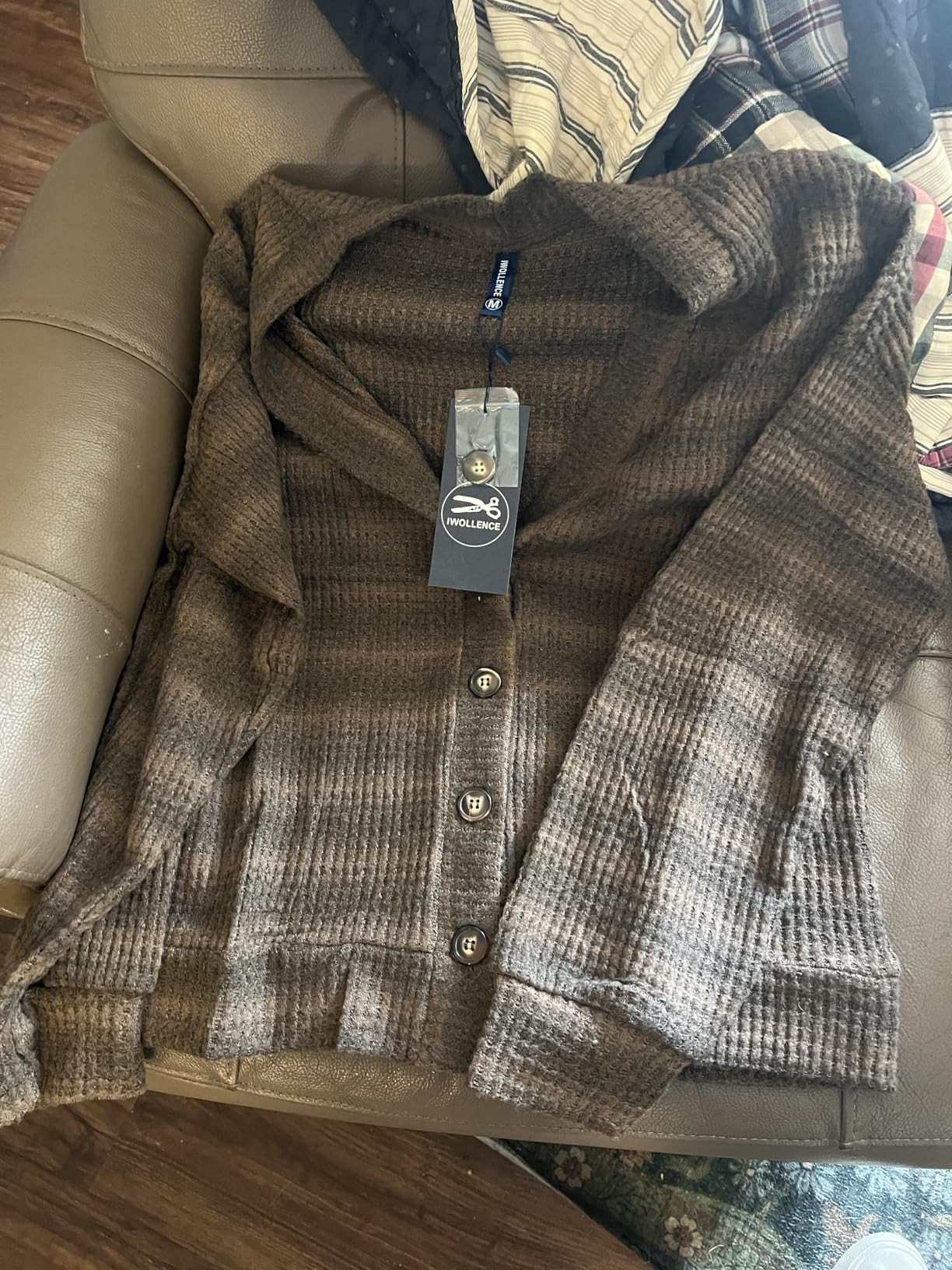 IWOLLENCE Women's Lightweight Cropped Cardigan V Neck Long Sleeve Waffle Knitted Button Up Sweate... | Amazon (US)