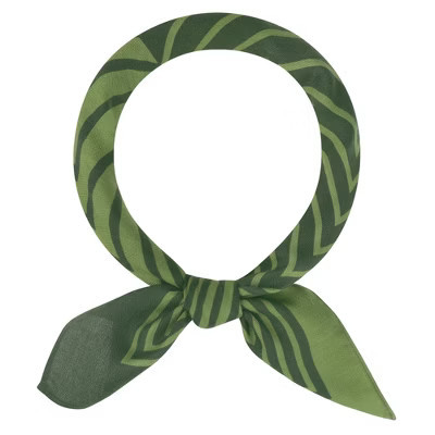 INSPIRE CHIC Women's Contrast Color Symmetrical Striped Printed Square Herringbone Neck Scarves Green 70x70cm/27.6x27.6"(LxW) | Target