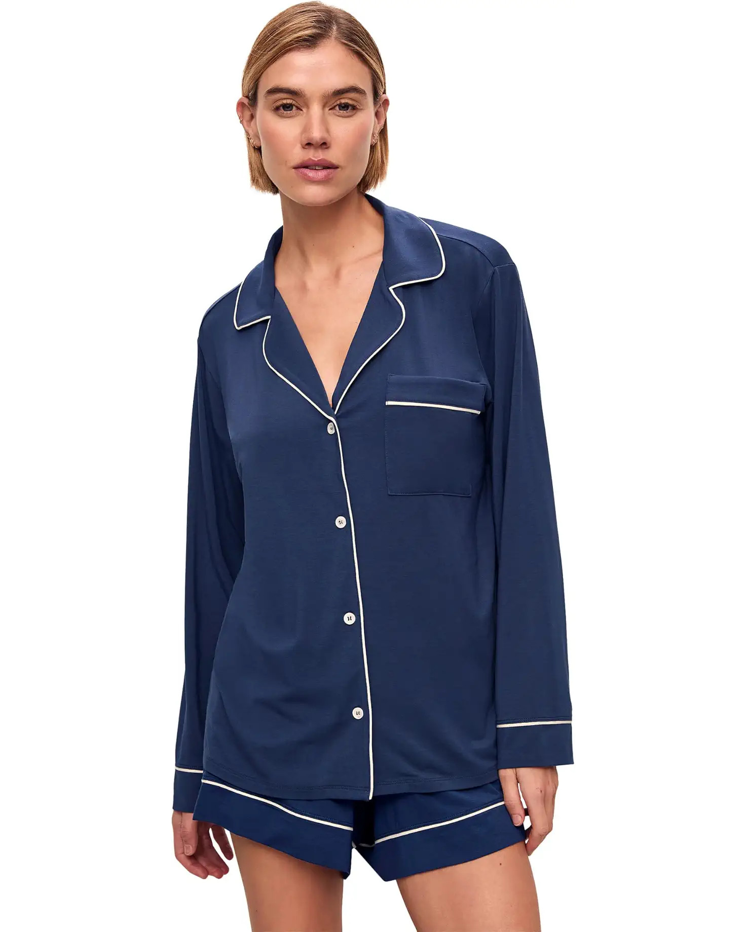 Women's Eberjey Gisele Long Sleeve Top & Short PJ Set | Zappos.com