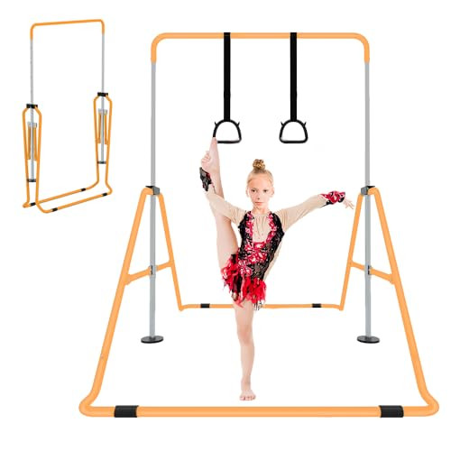 ZUETK Expandable Gymnastics Bar for Kids, Adjustable Height Junior Training Kip Bar, Folding Gymnastic Horizontal Bars Monkey Bar, Home Gym Equipment for Kid Gymnasts, Child, Girl, Boy | Amazon (US)