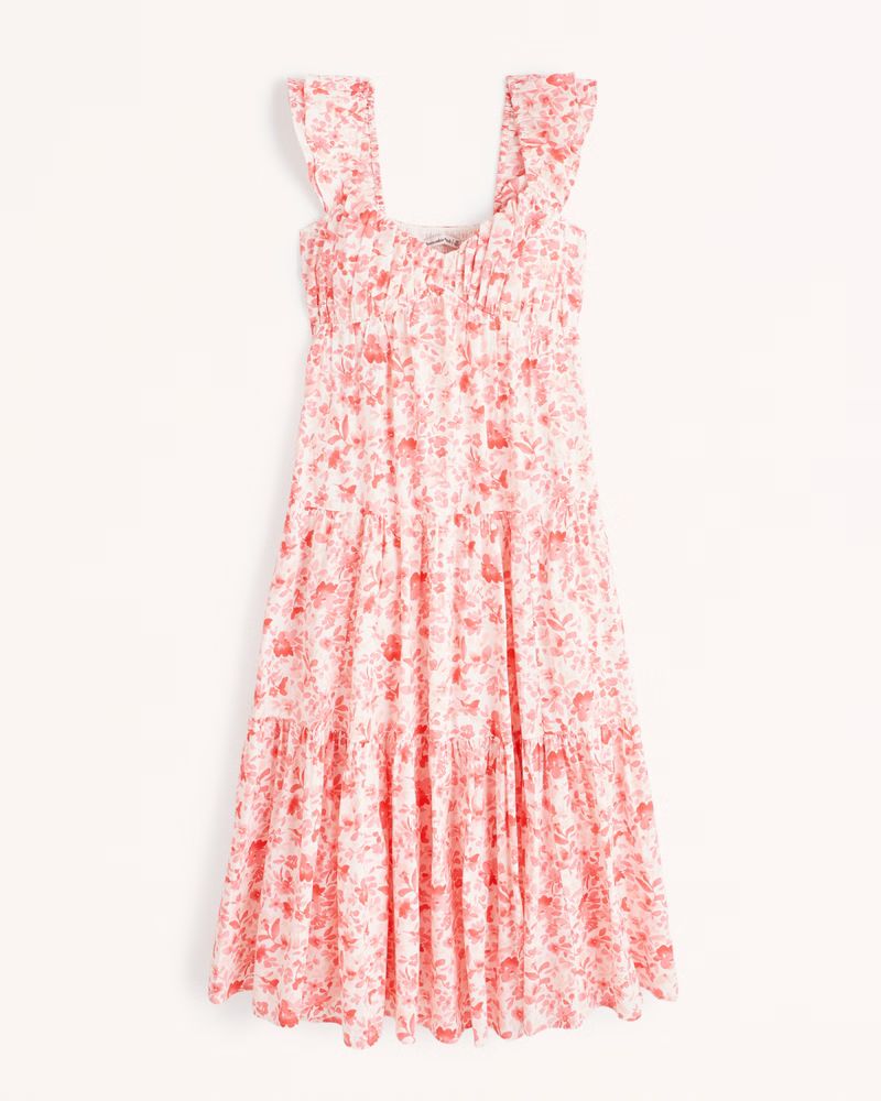 Ruched Flutter Sleeve Maxi Dress | Abercrombie & Fitch (US)