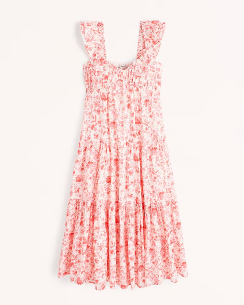 Ruched Flutter Sleeve Maxi Dress | Abercrombie & Fitch (US)