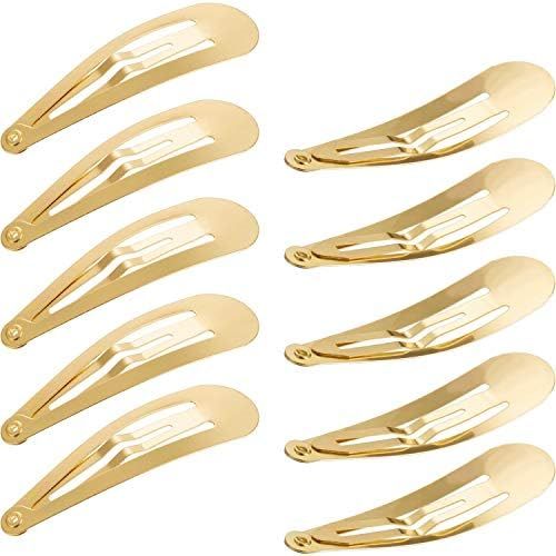 Hotop 50 Pack Snap Hair Clips Hair Barrettes for Kids, Girls and Women, 50 mm (Gold) | Amazon (US)