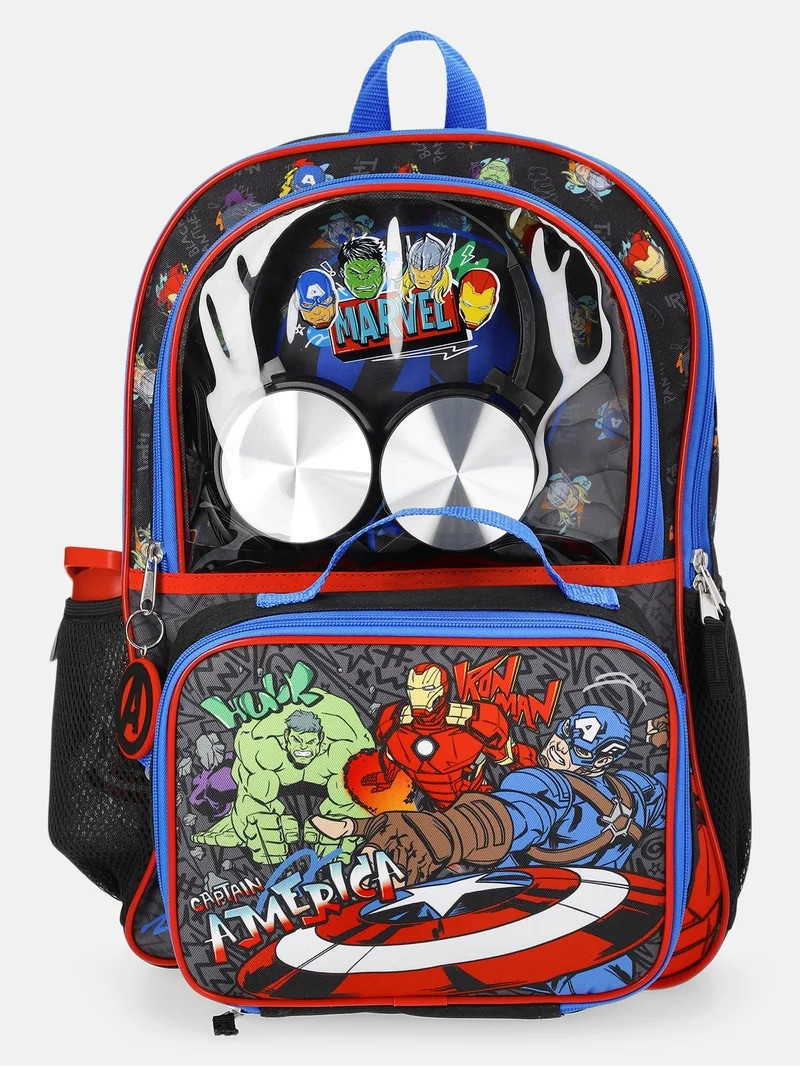 Marvel Black Backpack Set with Lunch kit, Headphones and Water Bottle | Walmart (US)