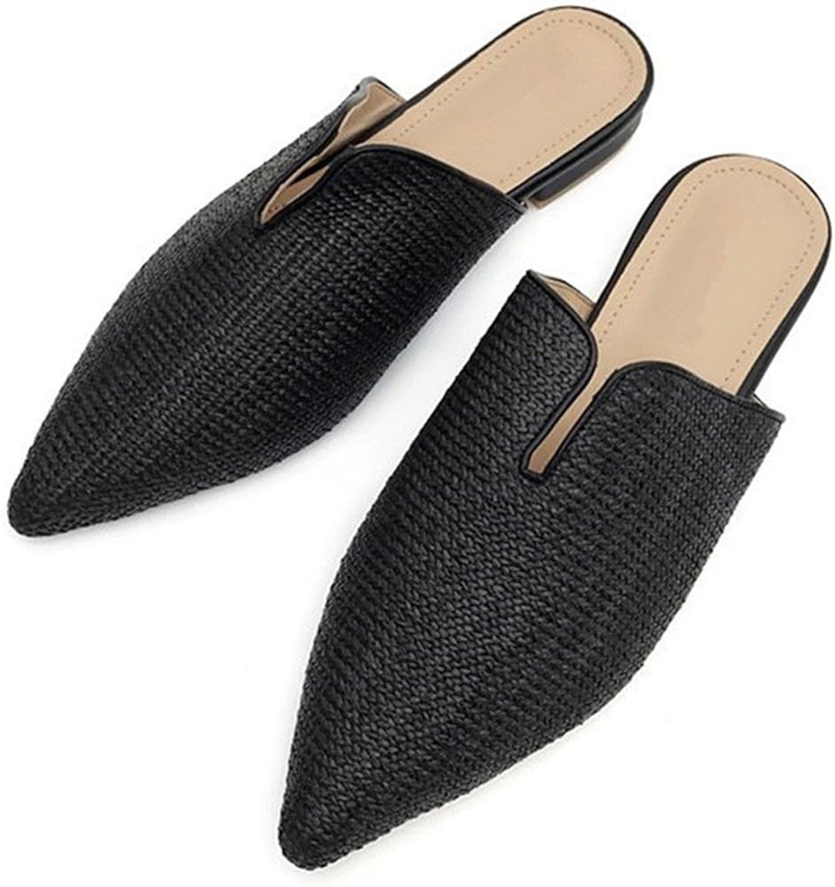 Leo Lamb Classic Women Flat Slipper Pointy-Toe Casual Mules Cane Grass Weaving Special Women Shoe... | Amazon (US)