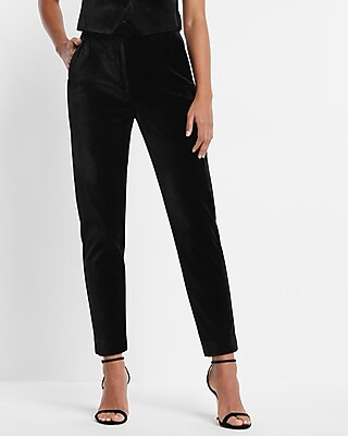 Editor Super High Waisted Velvet Straight Cropped Pant | Express