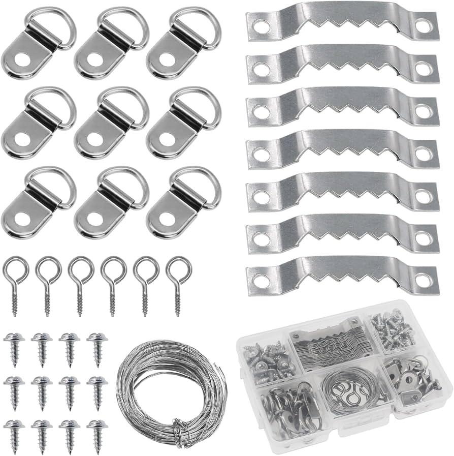 Picture Hanging Wire Kit D Rings Picture Hardware with Screws | Amazon (US)