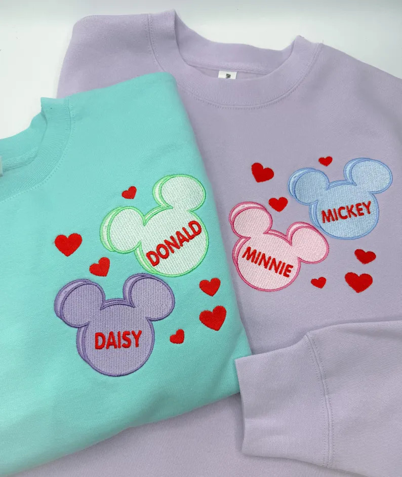Candy Hearts Couples Valentine Embroidered Sweatshirt | Customize Your Heart Embroidered Shirt - ... | Etsy (US)