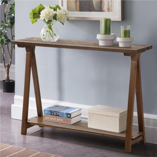 HOKYHOKY Solid Wood Console Tables - 43.3" Pinewood Farmhouse Rustic Hallway Table, Foyer Tables Living Room, Solid Firwood Sofa Table for Entryway, Brown | Amazon (US)