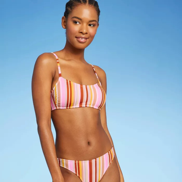 Juniors' Scoop Neck Bralette Bikini Top - Xhilaration™ Multi Stripe | Target