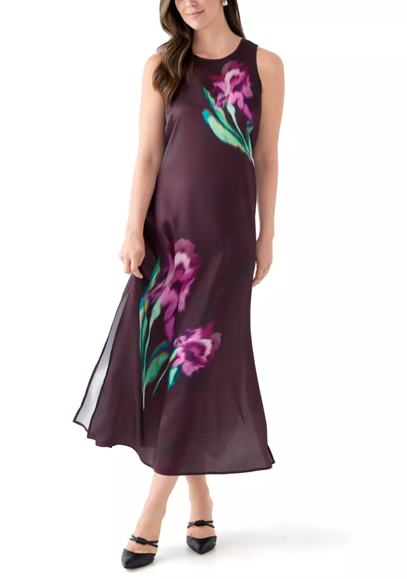 Women's Sleeveless Floral Satin Dress | Belk