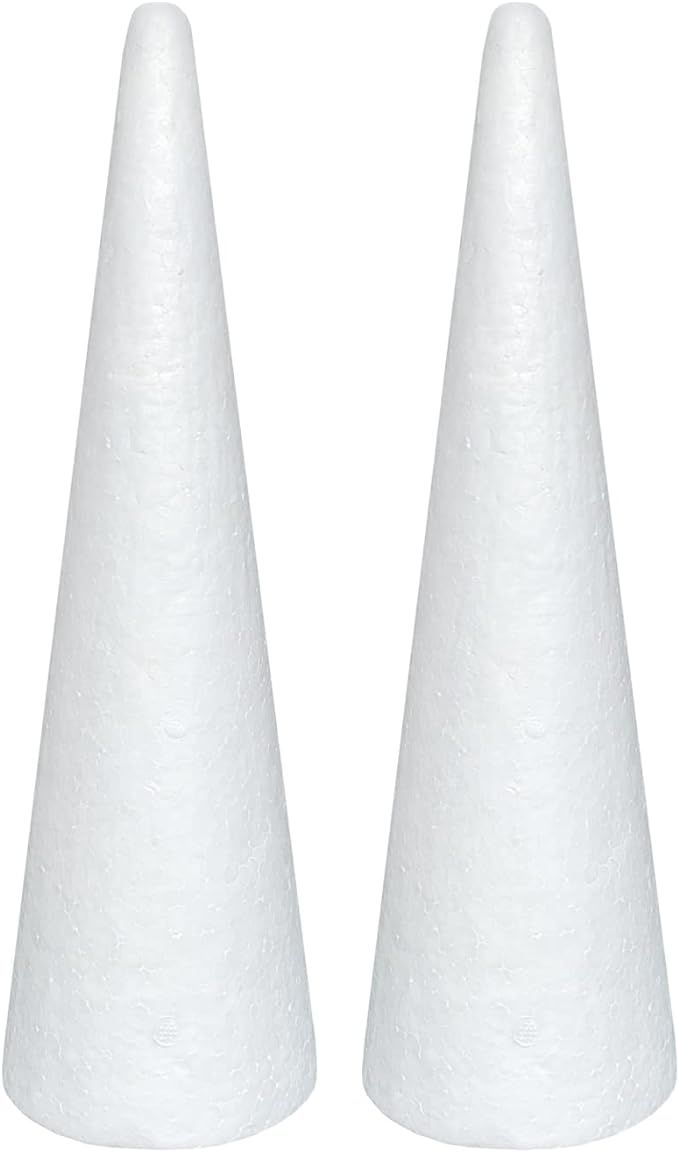 Amazon.com: Crafjie Foam Cones for DIY Arts and Crafts (4.1 x 13.6 in, 2 Pack), White Styrofoam P... | Amazon (US)