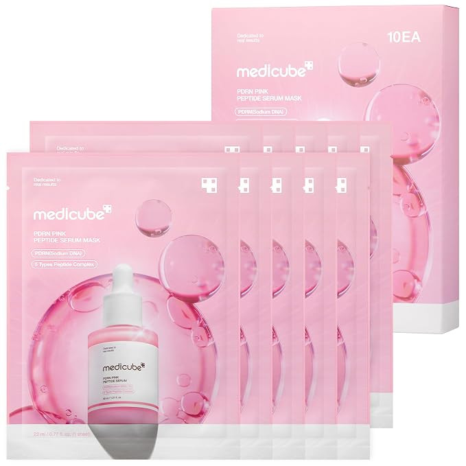medicube PDRN Pink Peptide Ampoule Sheet Mask 10EA | Sheet Mask for Uneven Skin Tone Care - Glow ... | Amazon (US)